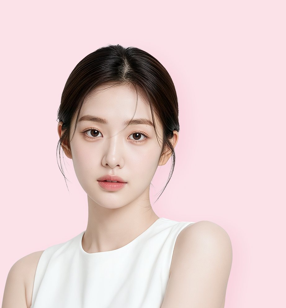 흰 민소매 차림의 광고 모델